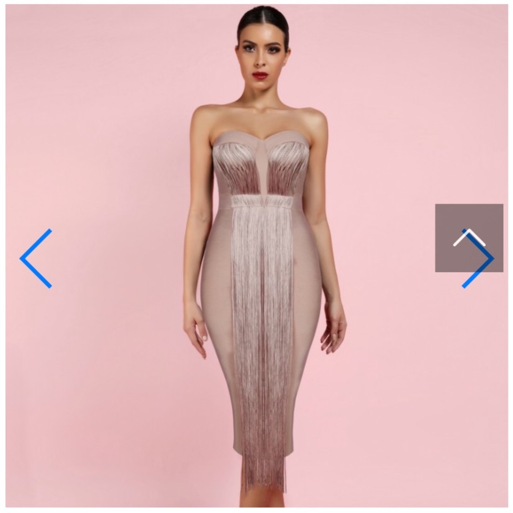 Tan strapless dress